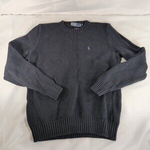 Polo Ralph Lauren Knit Sweater Black Men's S Small 100% Cotton Purple Pony Long